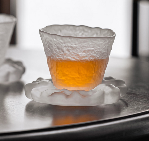 Japanese Style Frosted Glass Teacup Set