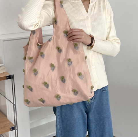 Wild Tulip Embroidery Tote