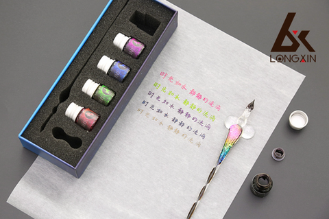 Unicorn Chrome Glass Dip Pen Set