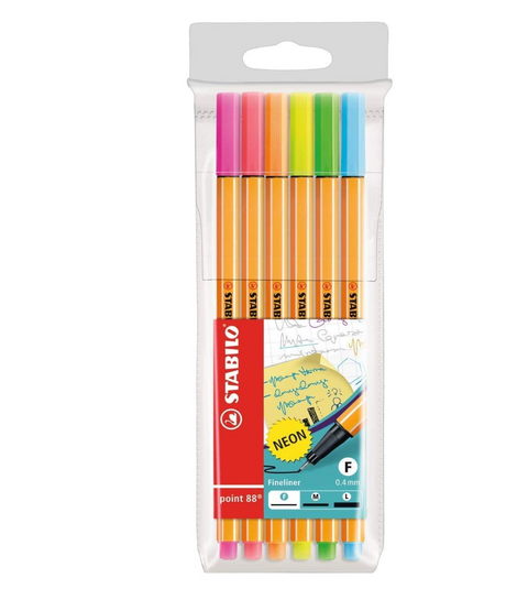 Stabilo Point 88 Neon Pen Set 6pc
