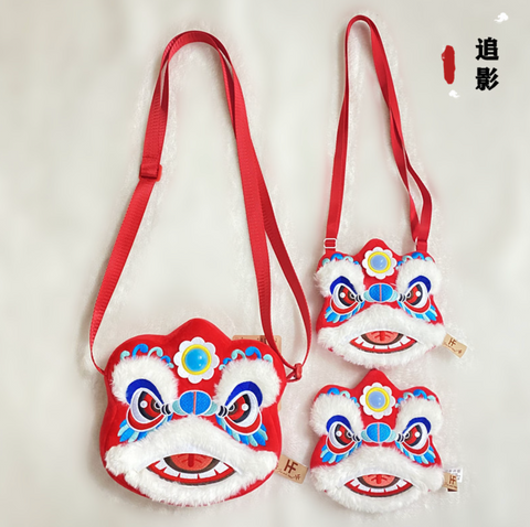 Chinese Lion Plush Purse Bag