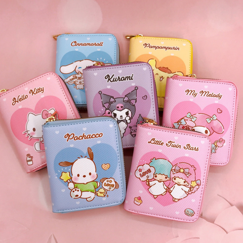 Sanrio Heart Zipper Short Wallet