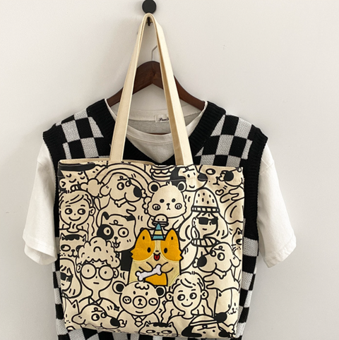 Corgi Canvas Tote