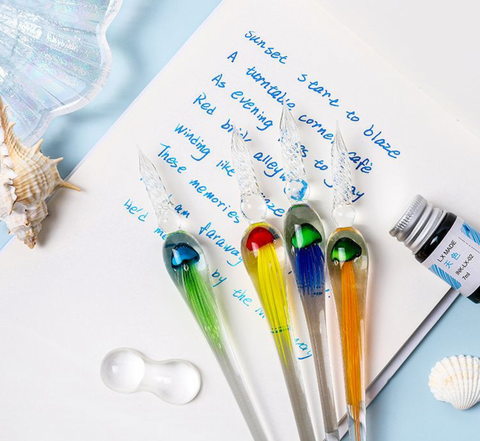 Jellyfish Glass Dip Pen Set