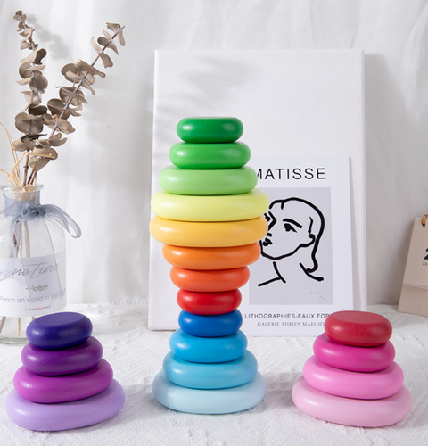 Rainbow Wood Circles 20pcs