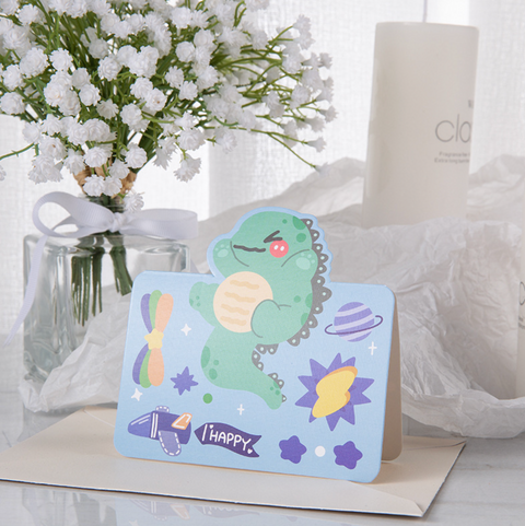 Cute Dino Astronaut Card