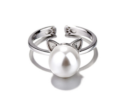 Kitty Ears with Pearl Ring