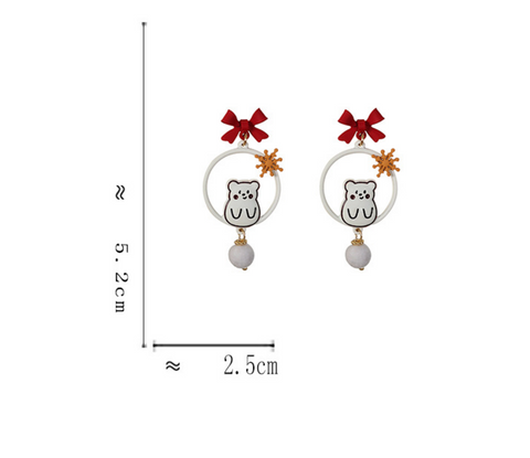 Sitting White Bear Earring