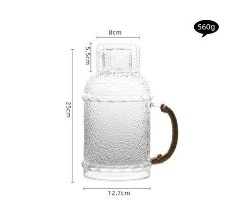 Glass Frosted Pitcher and Cup