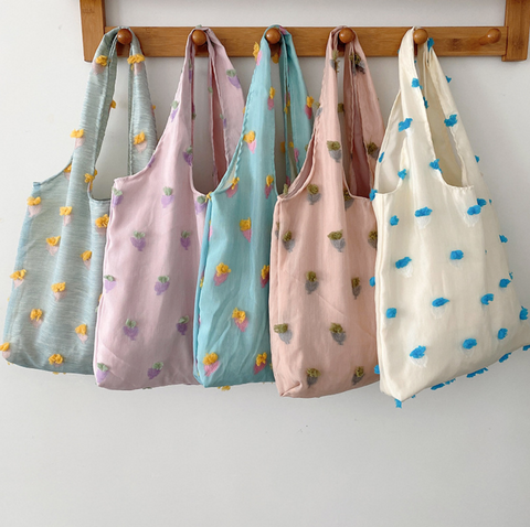 Wild Tulip Embroidery Tote