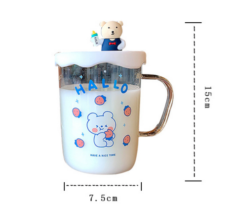 Cute Bear Glass Cup 500ml
