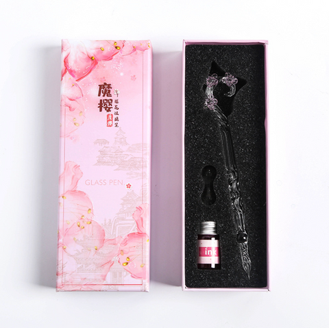 Magic Cherry Flower Glass Dip Pen Set