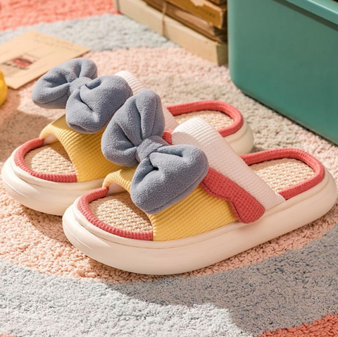 Bow Knot Straw Slipper