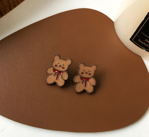 Brown Teddy Bear Earring