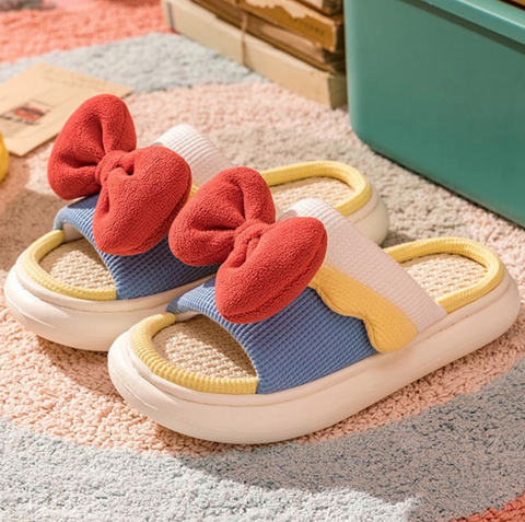 Bow Knot Straw Slipper