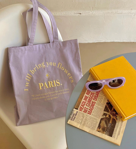 Flower Paris Embroidered Canvas Tote