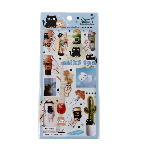 Cat Milk Tea Shop Stickers