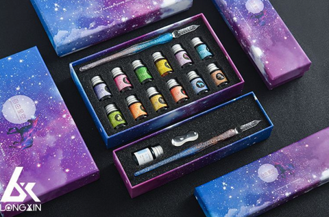Red Star Glass Dip Pen Set