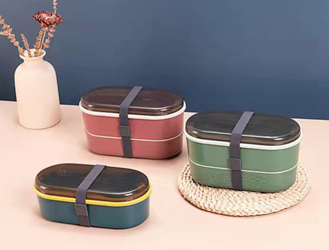 Dual Layer Colorful Oval Bento 700ml