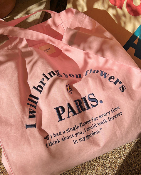 Flower Paris Embroidered Canvas Tote