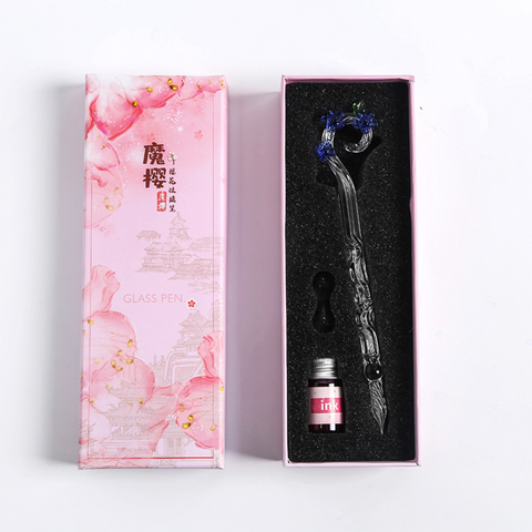 Magic Cherry Flower Glass Dip Pen Set