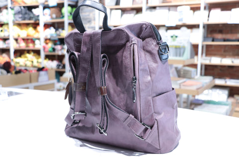 7226B Double Zipper Vegan Leather Soft Backpack
