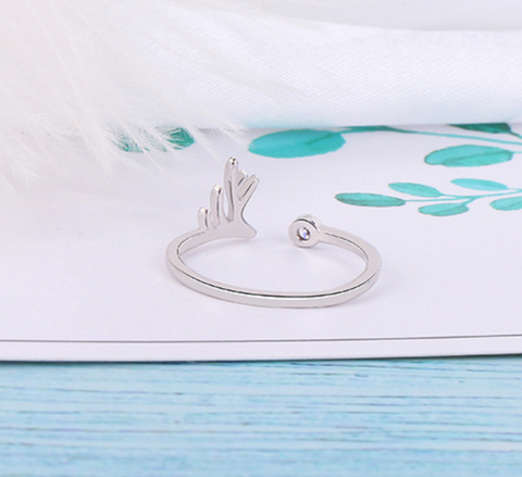 Deer Antler and Crystal Dot Ring