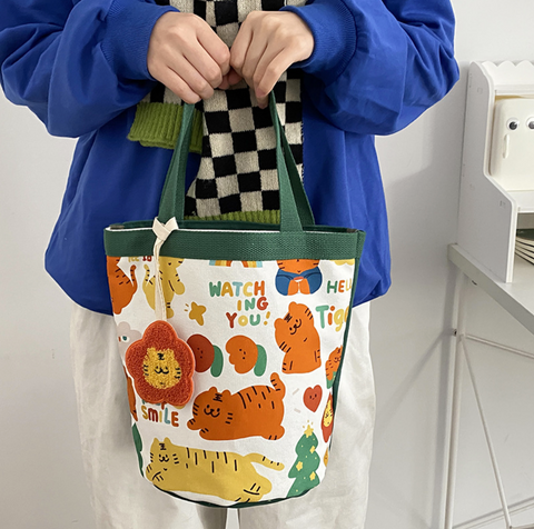Cartoon Tiger Cylinder Tote