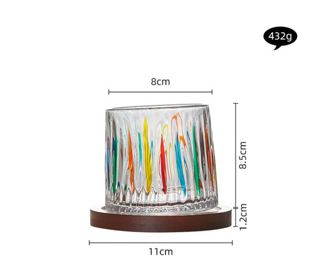 Color Whiskey Glass with Wood Coaster