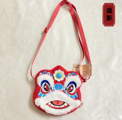 Chinese Lion Plush Purse Bag