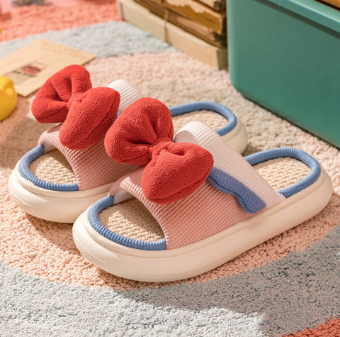 Bow Knot Straw Slipper
