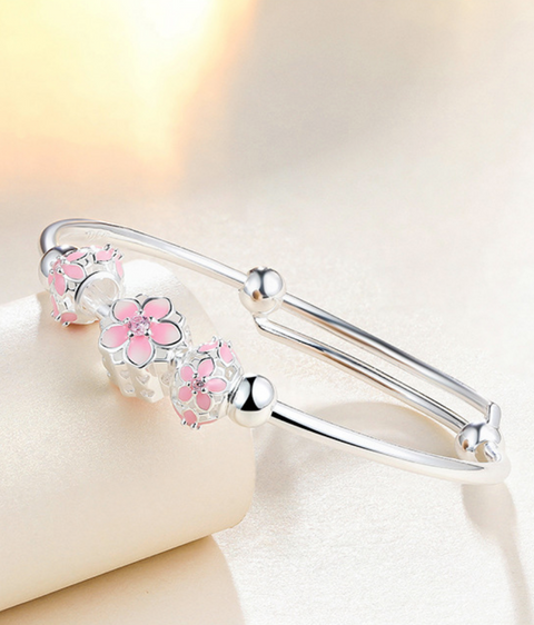 Cherry Blossom Pendent Bracelet - Pink