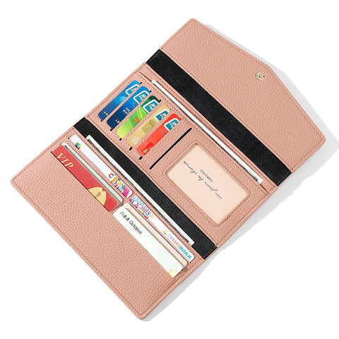 Three-Fold Leather Long Wallet