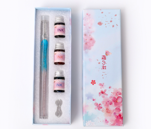 Duo Tone Glass Dip Pen Set