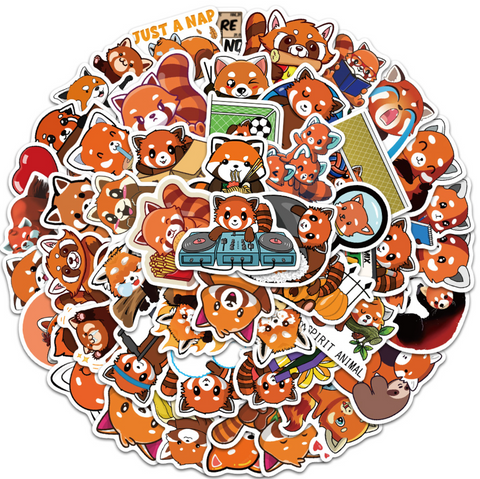 Red Panda Vinyl Sticker 50pc