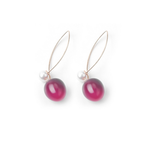 Pearl Purple Cherry Dangle Earring