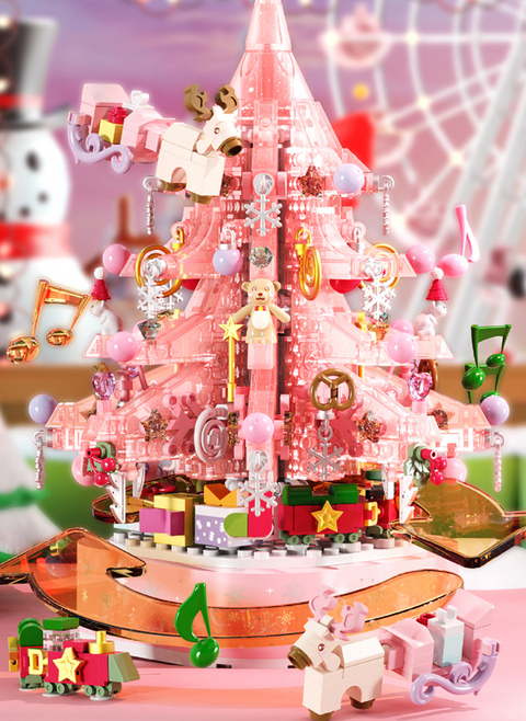 Christmas Tree Music Box Pink Building Block