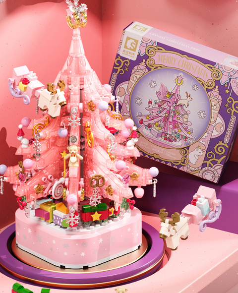 Christmas Tree Music Box Pink Building Block