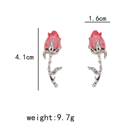 Pink Rose Stud Earring