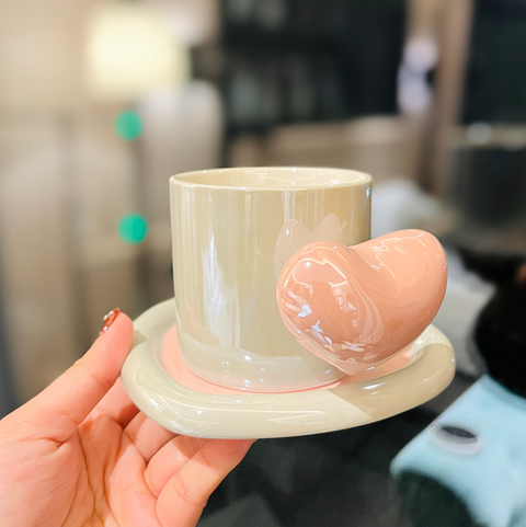 Heart Ceramic Cup and Saucer