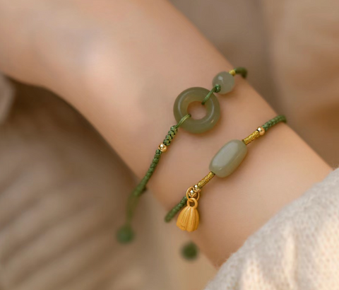 Jade Circle Green Braided Bracelet
