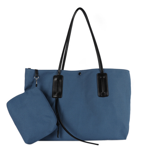 Canvas Tote/Leather Strap and Pouch