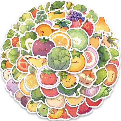 Cute Fruit and Vegetables Stickers 60pc