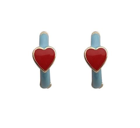 Red Heart Blue Earring