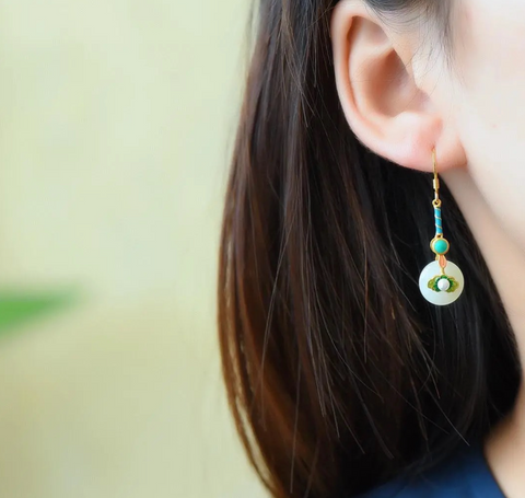 White Jade Leaf Earring