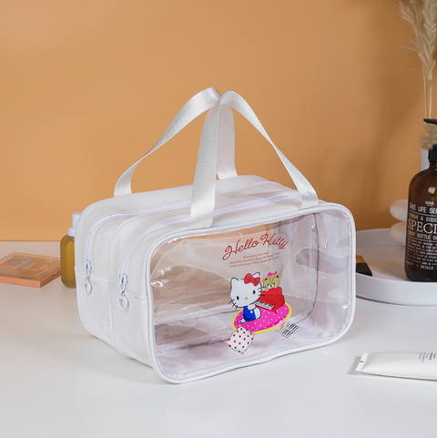 Sanrio Wet Dry Transparent Cosmetic Bag Double Zipper Midori Gifts