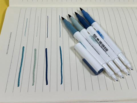 National Color Double Head Brush Pen - Blue