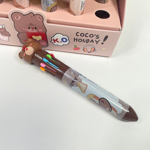 Coco Bear Holiday 10 Color Ballpoint Pen