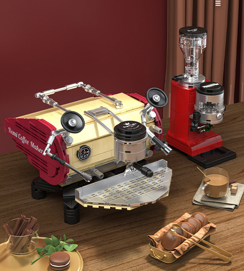 Sicilian Latte Autumn Coffee Machine + Bean Grinder Combination Building Blocks