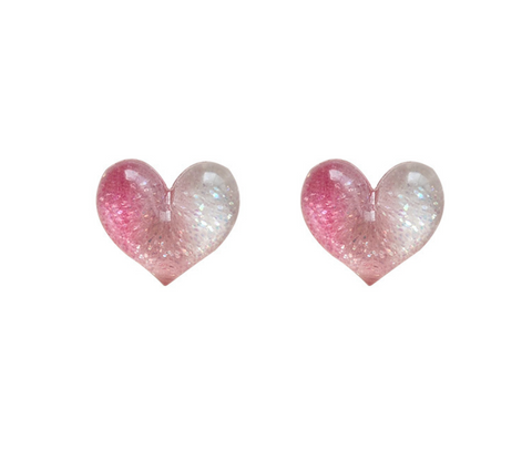 Pink Sparkle Heart Earring